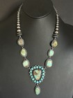 Navajo Sterling Silver Royston Turquoise Chain Lariat Bead Necklace K Yazzie