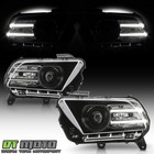 2010-2014 Ford Mustang Black Halogen Projector Headlights W led Drl Tube Lh rh