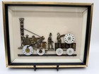 Stephenson s Rocket Train Watch Clock Parts Art Collage Framed Signed R Powell