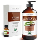 100  Pure Organic Jojoba Oil 16oz Glass Bottle - Cold Pressed  Unrefined  Moistu