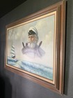 Vintage Large Nautical Sea Captain   Sailboat Painting  Framed  Signed