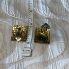 Vintage Gold Tone 1  Square Rhinestone Shoe Clips Pave Crystal Wedding Accessory