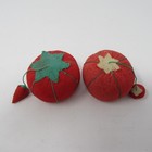 Tomato Pincushion Strawberry Emery Made In Japan Sewing Pin Cushion Vtg Set Of 2