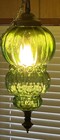 Gorgeous Vintage Mcm Green Glass Hanging Swag Lamp - Unique Design 
