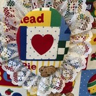 Vtg Baby Teddy Bear Fabric Baby Photo Album Piping Plush Blocks 3 Ring Binder 