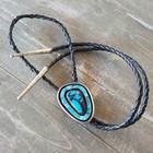 Astonishing Vintage High Grade Turquoise In Sterling Silver Bolo Tie