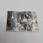 Vintage B w Photograph Of 2 Young Women Riding Bicycles By Their House