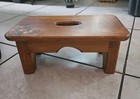 Vintage Handmade Rustic Wooden Foot Step Stool W  Finger Slot Farmhouse 
