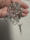 Vtg Ab Crystal Catholic Rosary W Signed Sterling Silver Cross Crucifix Necklace