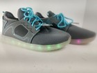 Girls 4 Flash Lights Gray With Blue Laces   Trim Light Up Sneakers Usb Recharge