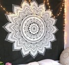Mandala Tapestry Wall Hanging Indian Bohemian Black White Sunflower Bedspread