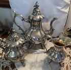 Antique Vtg Reed   Barton Winthrop Silver Plated Pumpkin 3-pc Tea Pot Set   1795