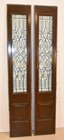 Pair Antique Beveled Glass Door Side Lights Mahogany Paneled Frames