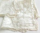 Vtg White Linen Handkerchief Embroidered Floral   Geometric Design 10x10 Inches