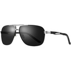 Mens Aviator Sunglasses Black Metal Frame Dark Lenses Polarized Sport Streetwear
