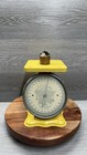 Vintage Mid Century American Family Nursery Baby Scale  Yellow 30 Lb Metal Decor