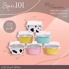 Spec101 Aluminum Foil Mini Cake Pans With Lids - 100pk 5oz 4 Color Muffin Tins