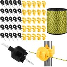 52 Pcs Electric Fence Kit - 1640 Ft Yellow Poly Wire   50 Insulators For Farm Us