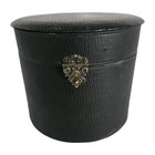Antique Victorian Men s Leather Collar Box W 3 Shirt Collars Brass Hinge 6  X 7 
