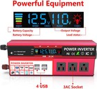 6000w Car Power Inverter Dc 12v To Ac 110v Rv Solar Converter 3 Ac 4 Usb Outlets