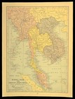 1930s Vintage South East Asia Map Indochina Thailand Siam Burma Original Antique