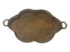 Vintage Ornate Brass Gallery Serving Tray Handles Cutout Pierced Etched 23 5  W