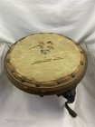 Old Petite Victorian Footstool Foot Rest Wood   Needlepoint Top 3 Metal Legs
