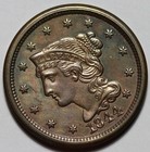 1844 Braided Hair Liberty Head Large Cent  n-7  - Us 1c Copper Coin