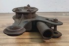 Vintage Antique Cast Iron 2 Wheel Double Block   Tackle Pulley With Rope Brake