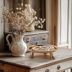 4 5 Inch  Solid Brass Clawfoot Candle Dish - Antique