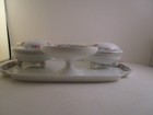 Vintage Hand Painted Nippon Dresser Set Tray Hair Receiver Trinket Box Pink Rose