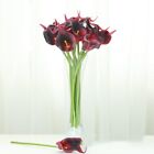 10 Pcs Burgundy Calla Lily Bridal Bouquet Real Touch Artificial Wedding Flowers