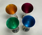 Vintage Alvin  Sterling   Enameled Interior Cordial  Glass Set Of 4
