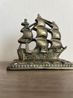 Vintage Solid Heavy Brass Ship Bookend Nautical Decor Sailing Single Pirate