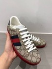 Brand New Gucci Ace Gg Supreme Canvas Red Outsole Casual Sneakers