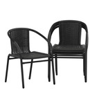 Pgm-indoor outdoor Stacking Rattan Restaurant Patio Chairs  set Of 2 