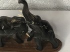 Vintage Hand Carved Horn Elephants Figurine Sculpture Statue Black Horns Trunk