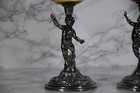 Vintage Amber Glass Cherub Candle Holders Mcm Hollywood Regency Angel Set 2pc