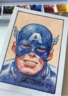 Captain America Original Watercolor Painting Artwork - Sketch Card By Ladr  nn