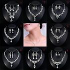 Fashion Crystal Pendant Bib Choker Chain Statement Necklace Earrings Jewelry Set