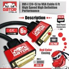 Dvi-i To Vga Cable 24 5 Dual Link Male To Male Cord Video Monitor Adapter Pc 6ft