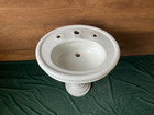Early Antique Heavy 26x22 Oval White Vitreous China Pedestal Bath Sink 427-25e