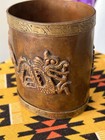 Vintage Chinese Copper Brass Dragon Brush Pot Bitong Desk Vessel Patina