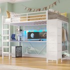 Loft Bed Twin Size With Hall Tree  Charging Station And Led Lights l-shape Desk