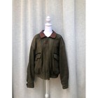 1990 Lone Pine Taupe Green Nubuck Leather Bomber Pilot Jacket With Aztec Trim