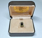 Vintage Harrason s Hawaii Gold Tone   Black Oval Tie Tack E734