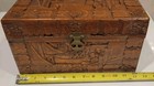 Vintage Chinese Deep Carved People Men Wooden Large Jewelry Trinket Box