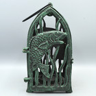 Cast Iron Fish Lantern Tea Light Holder Fishing Cabin Lodge Rustic Decor 9 Inch