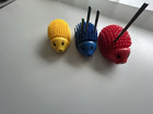 Lot Of 3 Vintage Hedgehog Porcupine Pencil Sharpeners holders  Yellow blue red 
