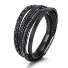 Classical Men s Multi-layer Pu Leather Bracelet Magnetic Clasp Vintage Bangle